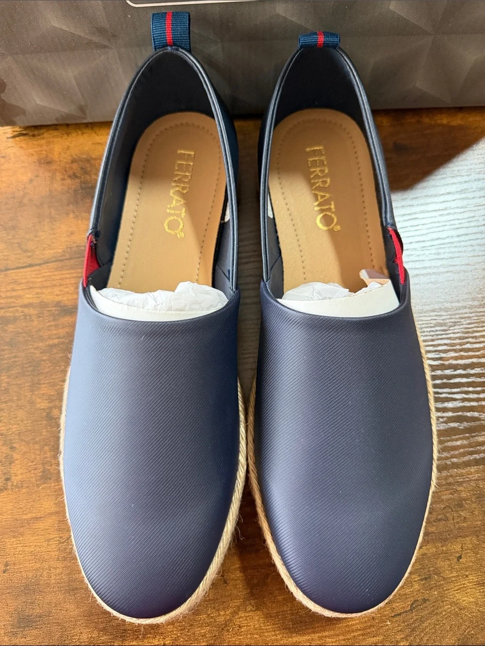 Men's Navy Slip-On Espadrilles with Red Accent